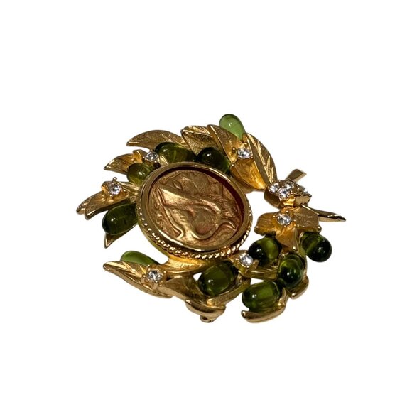 Vintage JBK Jackie Kennedy Greek Gold Coin Brooch Camrose & Kross Signed in box - Picture 5 of 6